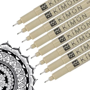 Micro Penna, 8Pcs 0.45mm Penne da Disegno a Punta Fine Impermeabile FineLiner, Nero - Foto 1 di 6