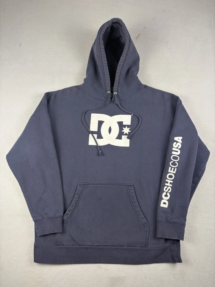 Vintage DC Shoes Hoodie Mens Large Blue Pullover Sweatshirt Skateboard Y2K Skate - Image 1 of 4