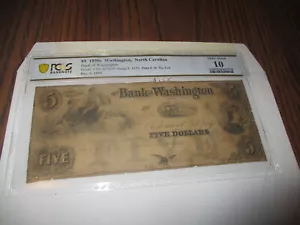 1856 5 $ BANK OF WASHINGTON (N.CAROLINA) ZIRKULIERT PCGS-10 - Bild 1 von 4