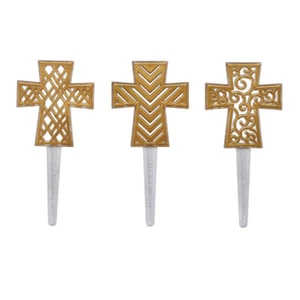 Cruz religiosa pergamino dorado Cupcake Picks Pascua espiritual cristiana 141 piezas - Imagen 1 de 4