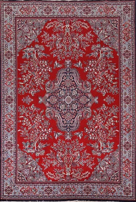 Traditional Style Turkish Area Rug Red 10x13 ft Dining Room Carpet - Image 1 of 4