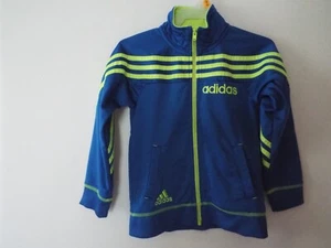 Adidas Zip-Up Jacket For Boys Blue with Green Accents Size 5 - Picture 1 of 6