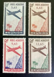 La Réunion Inseln.1938.Luftpost.Yt:FR-RE PA2-PA5.Flugzeug über Palmen. M/H/OG - Bild 1 von 4