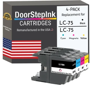DoorStepInk Compatible Ink Cartridges for Brother LC75 Black, CMY 4Pack-USA - Picture 1 of 5