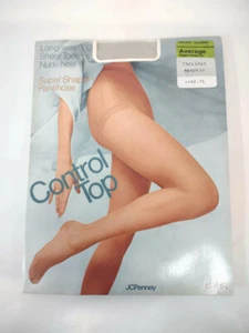 JCPenney Vintage Long Wear Sheer Toe Nude Heel Super Shaper Panttihose Pearl Grey AVG - Bild 1 von 7