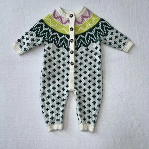 Old Navy Girls 0-3 Mos Sweater Romper Baby NWT Fair Isle Holiday Winter - Picture 1 of 4