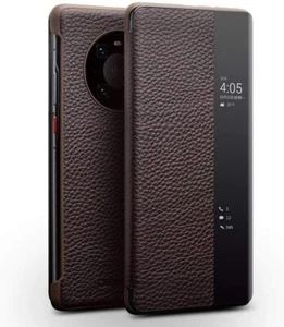 Huawei Mate 40/40 Pro+custodia in vera pelle guaina flip ultrasottile apertura finestra - Foto 1 di 28