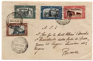 1927 REGNO Eritrea BUSTA SERIE PRO OPERA PREVIDENZA sovrst. Eritrea per ROMA - Foto 1 di 1