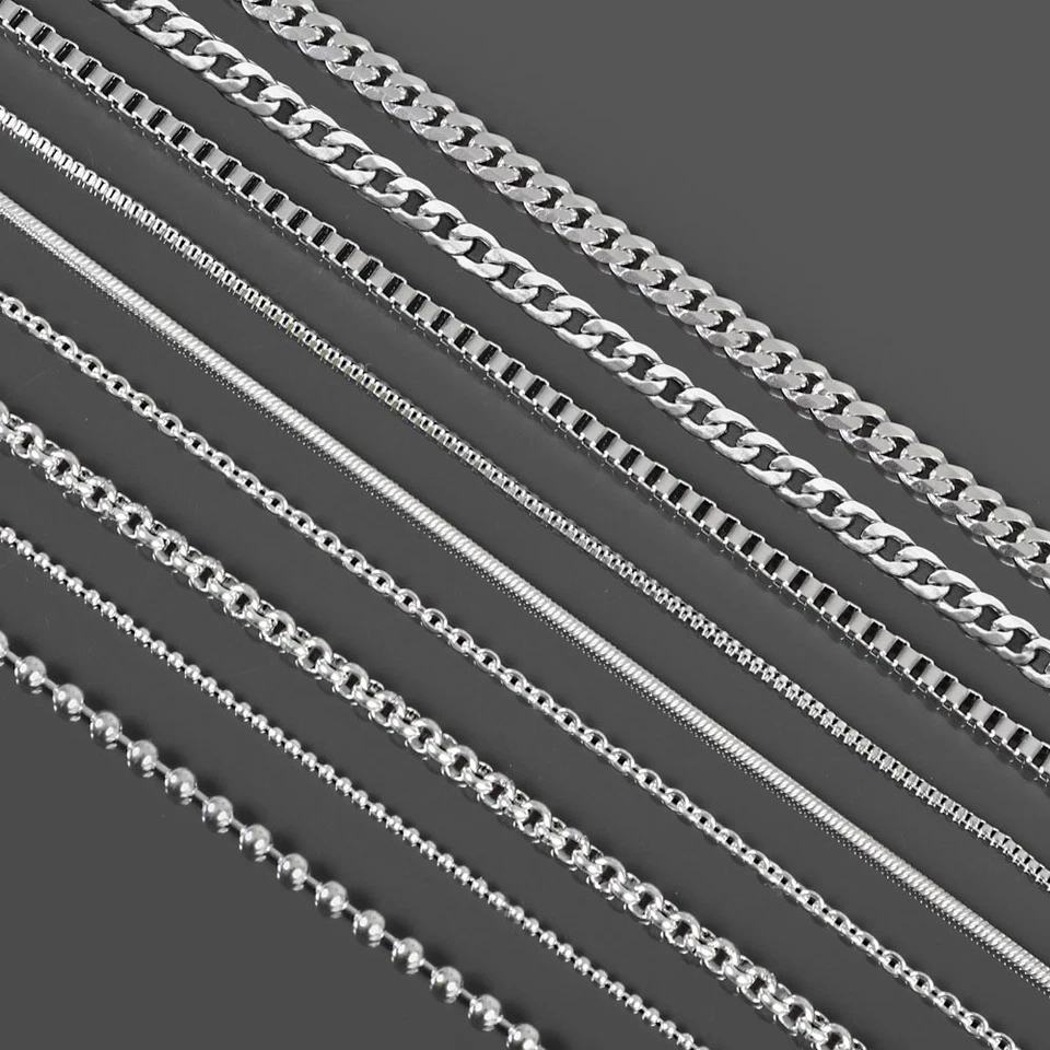 40-80cm Collana Acciaio Inox Uomo Donna per Ciondolo IN Argento HK32 - Immagine 1 di 1