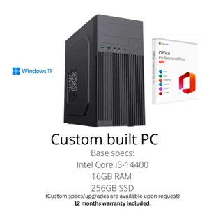 Brand New Custom Built PC, Intel Core i5-14500, 16GB RAM, 256GB SSD, Windows 11 - Afbeelding 1 van 1