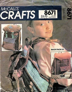 1980's VTG McCall's Children's Backpack Pattern 8671 UNCUT - Imagen 1 de 2
