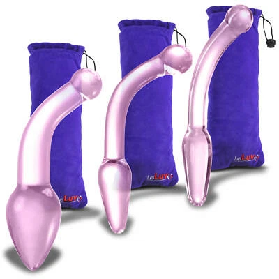 Sonda de vidrio LeLuv punta próstata o varita punto G con bolsa acolchada premium Foto 1 de 4