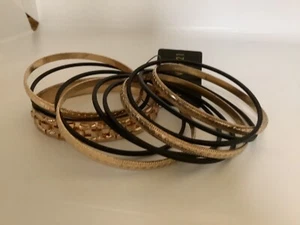 Forever 21 Bangle Bracelets, Gold tone and Black - Picture 1 of 2