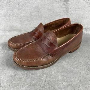 Zapatos Mocasines Bass Weejuns Penny Para Hombres 8.5 D Ancho Marrón Guijarro Cuero Vestido - Imagen 1 de 12