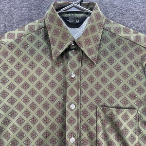 Vintage JCPenney Shirt Mens Medium Green Permanent Press Tapered Geometric 70s - Picture 1 of 7