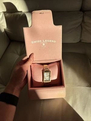 Swiss Legend Bella 钻石表圈黑色 MOP 表盘不锈钢手表完美 — 第 1/4 张图片