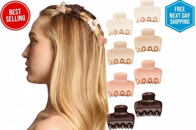 8pc Mini Hair Claw Clips for Women & Girls – Rosewood, Daily Styling, Recycled - Image 1 of 4