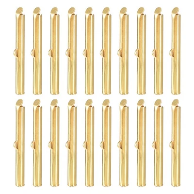 60Pcs Slide on End Clasps, 40mm Tube Ball Bead Slider Crimp Ends, Light Golden Foto 1 de 4