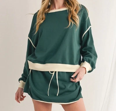 Conjunto de sudadera y corto de manga larga para mujer Zanzea Collection verde tostado talla pequeña Foto 1 de 4