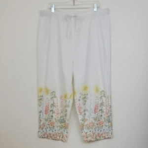 LA Cera Cropped Hose weiß Baumwolle Blumenmuster L - Bild 1 von 15