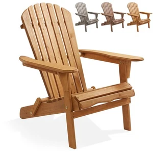 Folding Adirondack Chair, Cedar Wood Outdoor Fire Pit Patio Seating - Picture 1 of 22