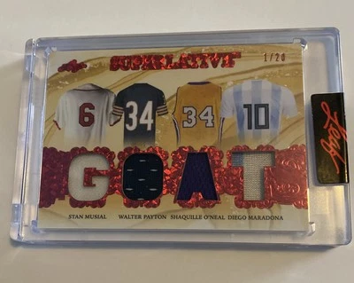 2023 Leaf Superlative Musial Payton O’Neal Maradona 1/20 Jersey Relic GOATS Rare - Image 1 of 3