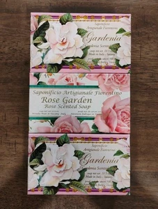 3er-Pack Saponificio ~ Gardenie und Rosengarten duftende Seife je 10,5 Unzen - Bild 1 von 3