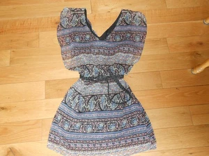 NWT Lucy Love Multi-ColorChiffon Mini Dress Womens Medium Sheer Overlay V-Neck - Picture 1 of 1