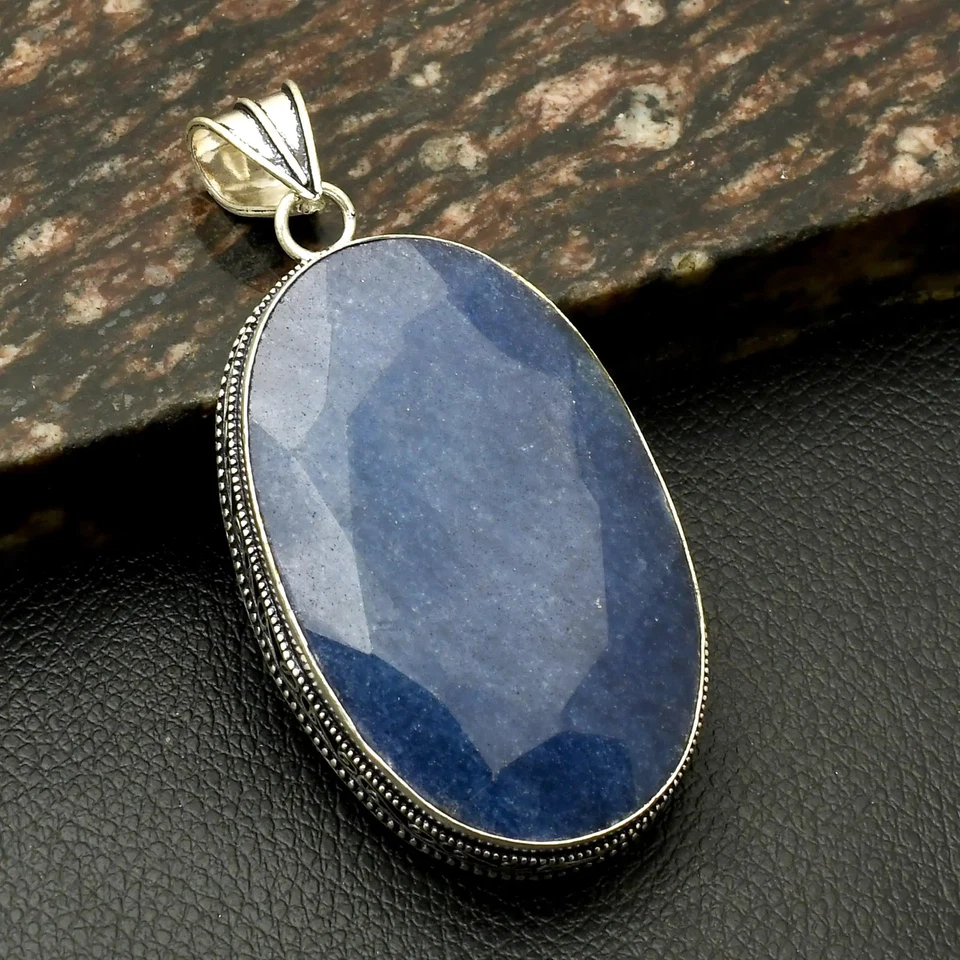 Pingente de pedra preciosa de safira simulada design étnico antigo joia 2,72" AP-44464 - Imagem 1 de 1