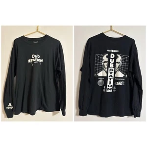 DUB STATION Skrillex Style Logo Graphic T-Shirt Long Sleeve Black Size L BASS - Picture 1 of 15