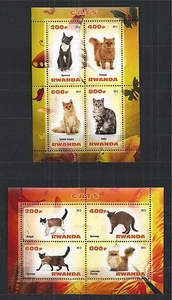 Rwanda 2013 Cats Chats 2X Mini Sheet MNH - Picture 1 of 1
