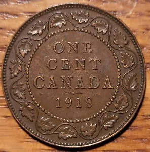 1918 Canada Large 1 Cent Coin N6 - Picture 1 of 2