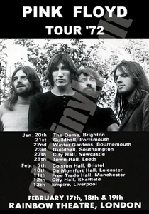PINK FLOYD UK TOUR 1972 POSTER A4-A3-A2 Sizes - Picture 1 of 1
