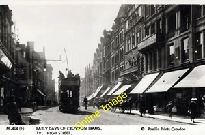Postcard Pamlin Prints: M404(F) Tram on the High Street Croydon c1905 - Picture 1 of 1