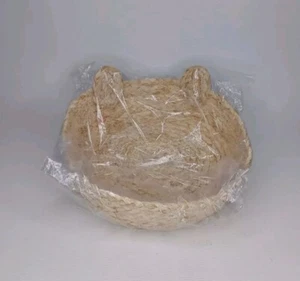 Cat Lady Box Woven Straw Basket 7" Round New - Picture 1 of 10