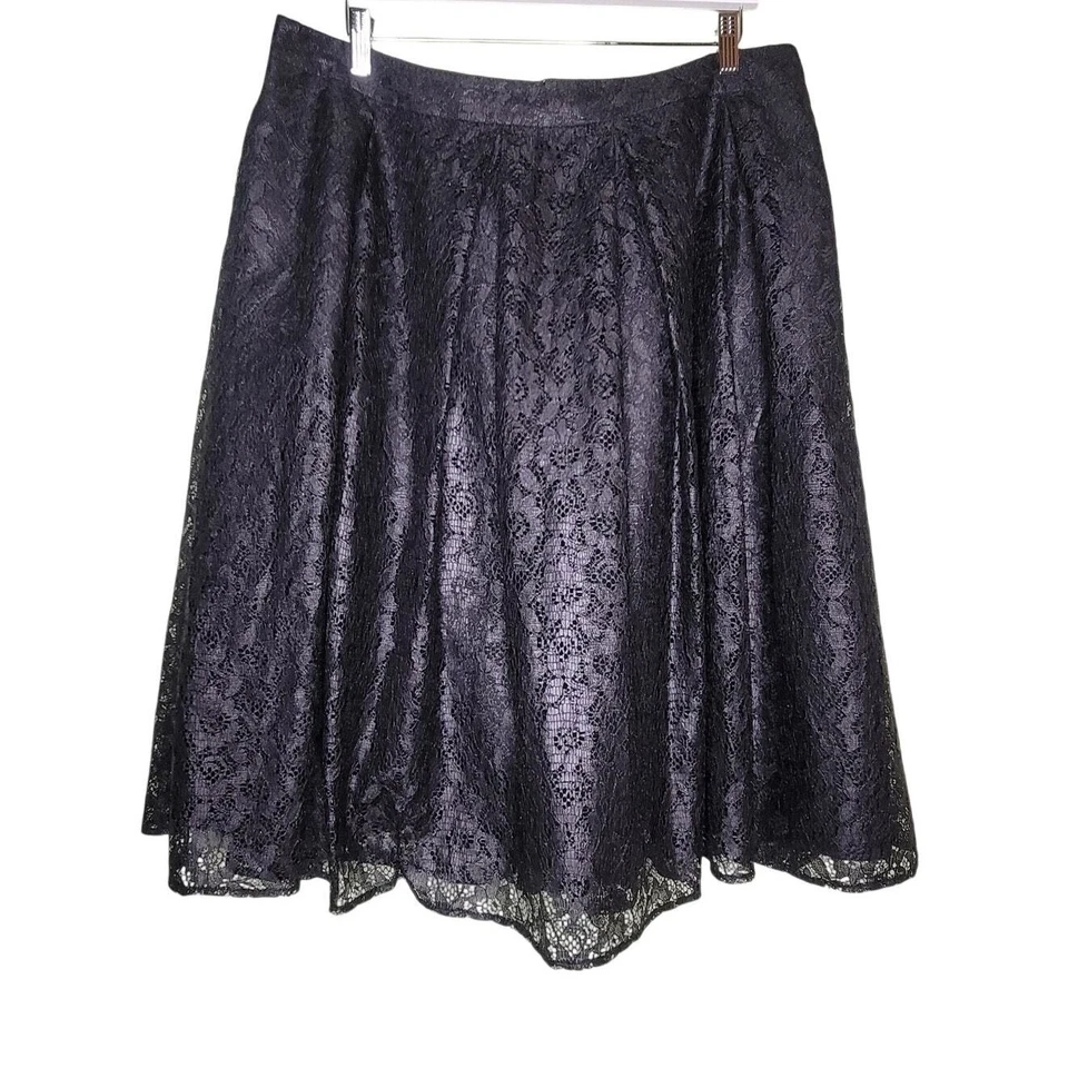 Falda de Encaje Sejour 14W Negra Línea A Midi Plisada Capricho Hadas Bolsillos Fiesta Foto 1 de 4