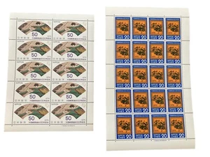 1974 Japan UPU Centenary – 2 MNH Sheets Scott #C1224–C1225 Monument & Ox Theme - Picture 1 of 3