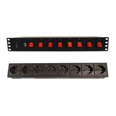 Techly Professional Multipresa a 8 Posti da Rack 19'' con 8 Interruttori Luminos - Immagine 1 di 4