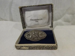 Antique Vintage Nouveau Art Deco 800 Silver Pin Brooch C-Clasp - Picture 1 of 9