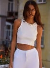 Ladies Summer Casual Blouse Shirt Womens Sleeveless Vest Tank Ribbed Crop Top