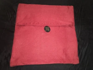 Pottery Barn Linen Big Button Pillow Cover 18 Inch Square Red Linen Farmhouse - Picture 1 of 10