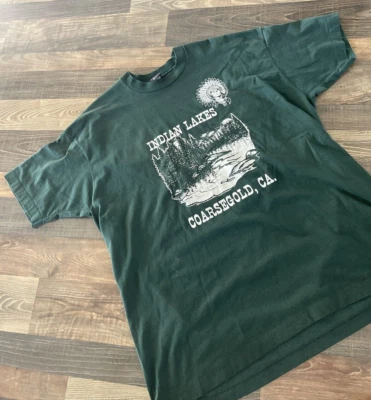Vintage Indian Lakes Coarsegold CA T-Shirt Made In USA 90s size XXL Green - Image 1 of 4