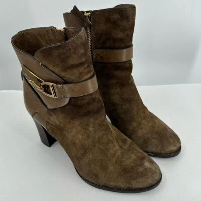 Женские сапоги Aerin из коричневой кожи и замши Cadiz 6 М б/у в отличном состоянии золотистая фурнитура - Изображение 1 из 4