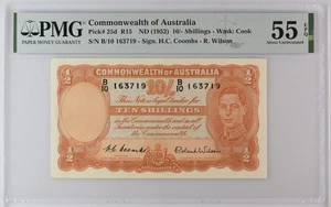 10 TEN Shillings 1952 Australia P 25d R15 PMG 55 EPQ Coombs Wilson - Picture 1 of 5