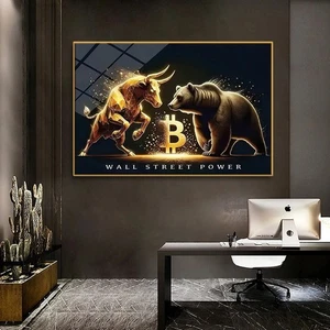 Póster de lienzo Bitcoin Bull Run comercio de oro motivacional BTC comerciante inversor arte - Imagen 1 de 4