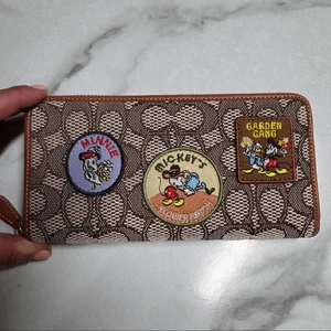 Coach X Disney "Garden Gang" Signature Textile Jacquard Wallet w/ Patches - Picture 1 of 10