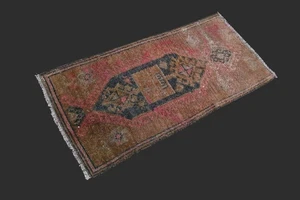 BROWN Turkish Oushak Rug 1x2 Vintage Handmade Anatolian Small Doormat Kilim - Picture 1 of 9