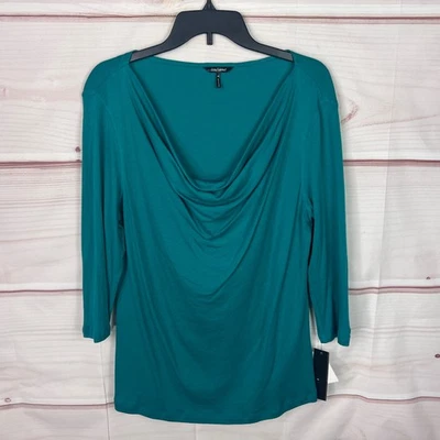 Blusa Daisy Fuentes Top Mujer XL Verde Cuello Capucha Manga 3/4 Algodón Tejido Modal Foto 1 de 4