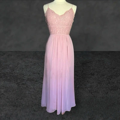 Sexy Maxi Vestido B2 Rosa Rubor Jazmín Talla 8 Encaje Top Gasa Falda Formal Baile de graduación Foto 1 de 4