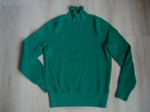 J. Crew Gr. XS Merinowolle Rüschen High Neck Sweater Pullover grün - Bild 1 von 7